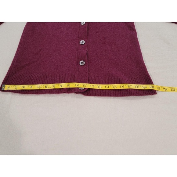 C By Bloomingdales 100% 2 Ply Cashmere Wine Color V Neck Cardigan L - Picture 7 of 10